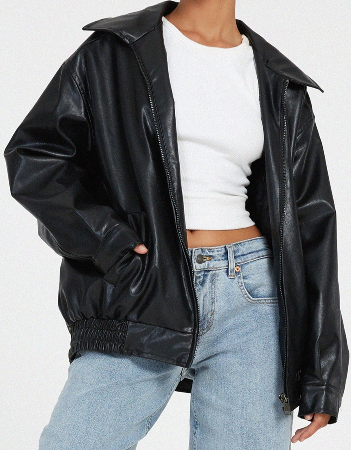 Oversized Leather Jacket for Women | Ethel