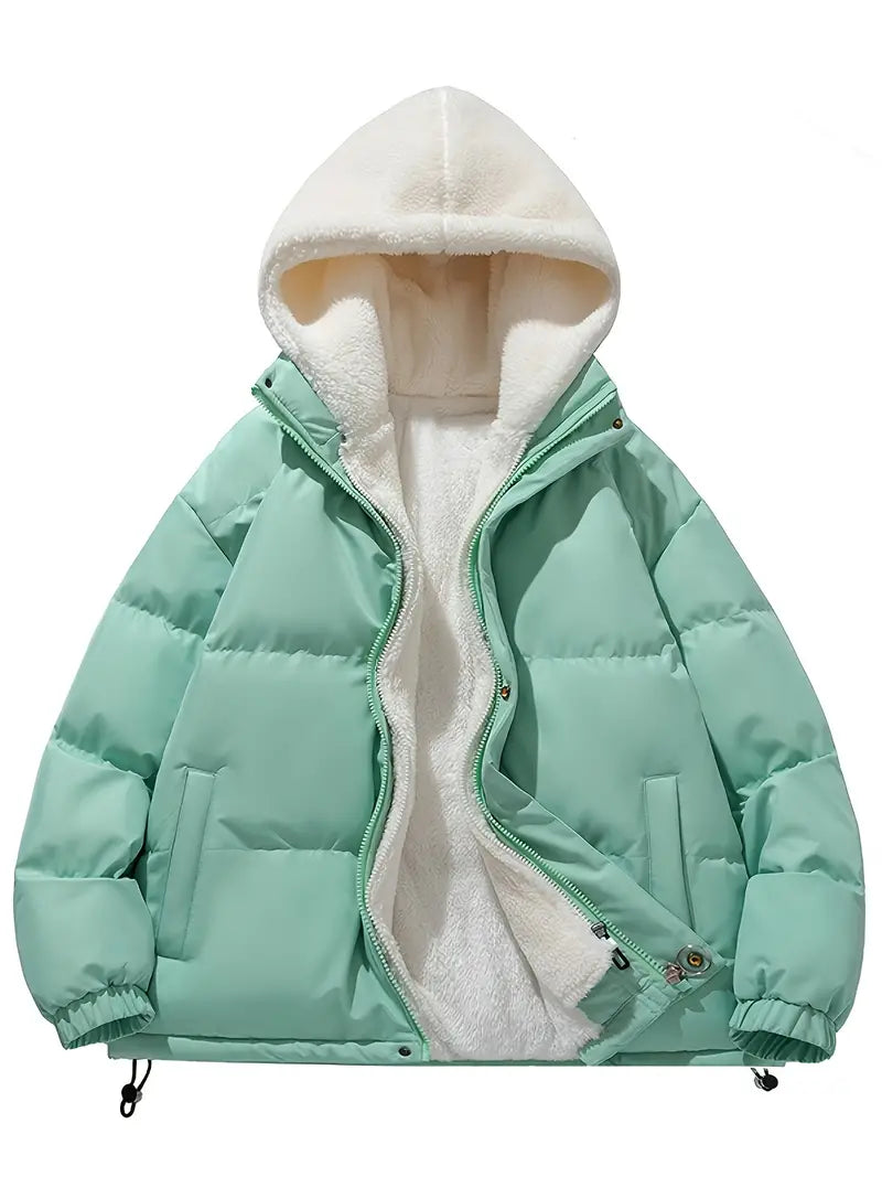 Fleece Lined Puffer Hoodie Jacket | Avornio