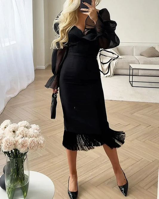 Elegant puff sleeve dress for parties - Chelsea