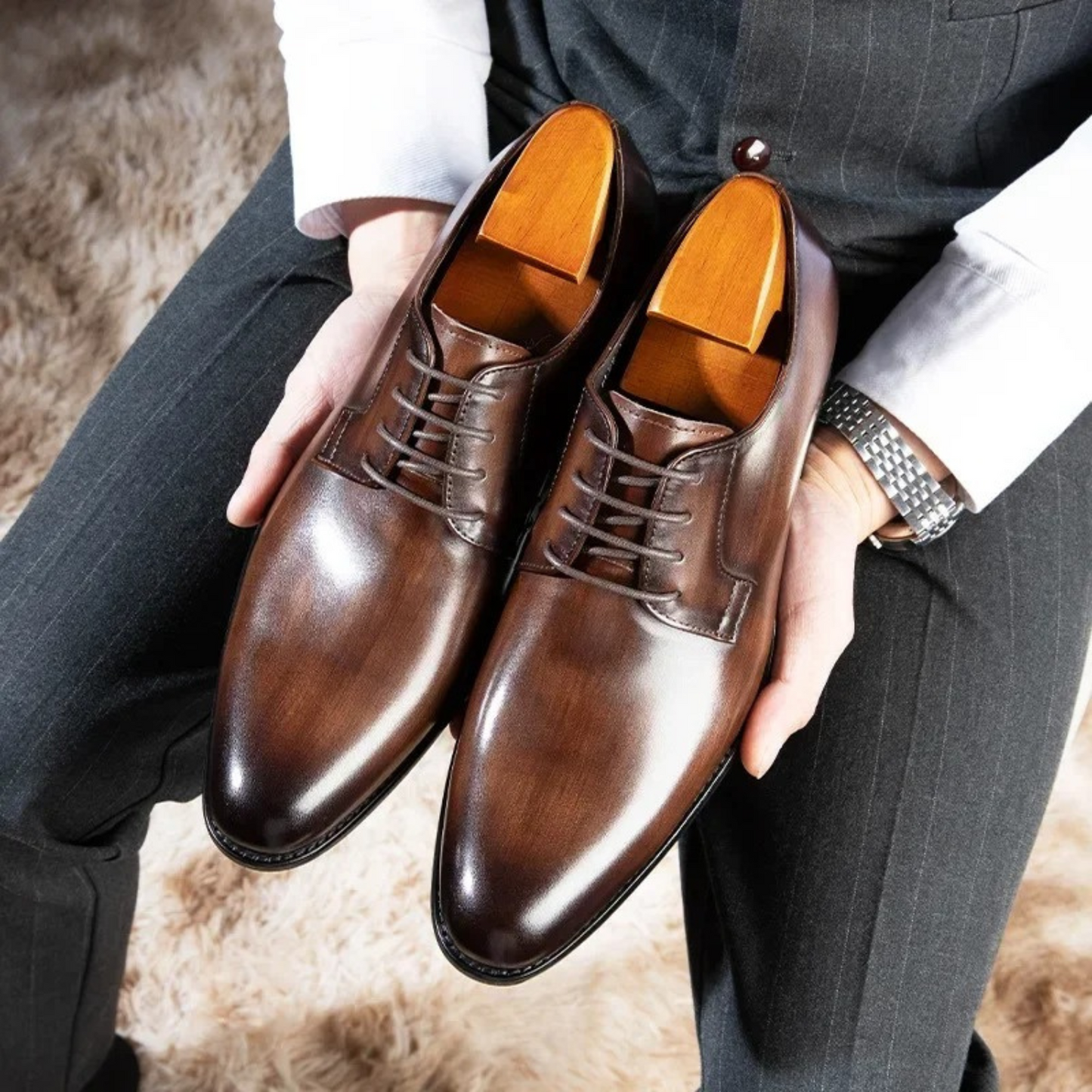 Lace-up Faux Leather Formal Shoes for Men | Randalo