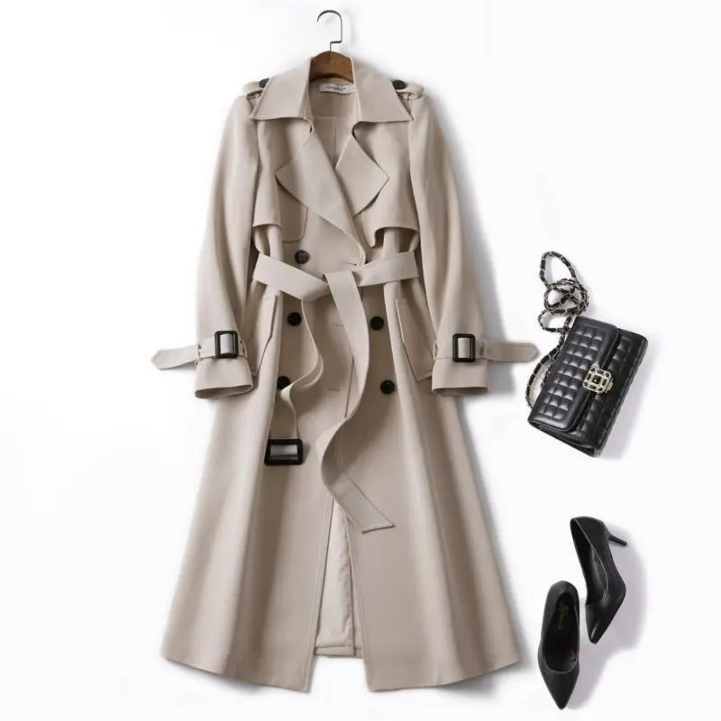 Double Breasted Trench Coat with Belt for Women | Glacey