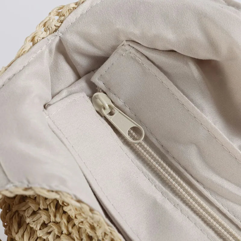 Woven Straw Fabric Shoulder Bag for Women | Maisie