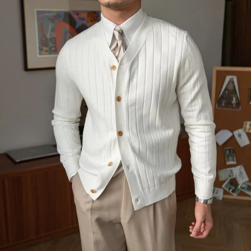 Cardigan with V-Neck and Lined Buttons for Men | Wallace