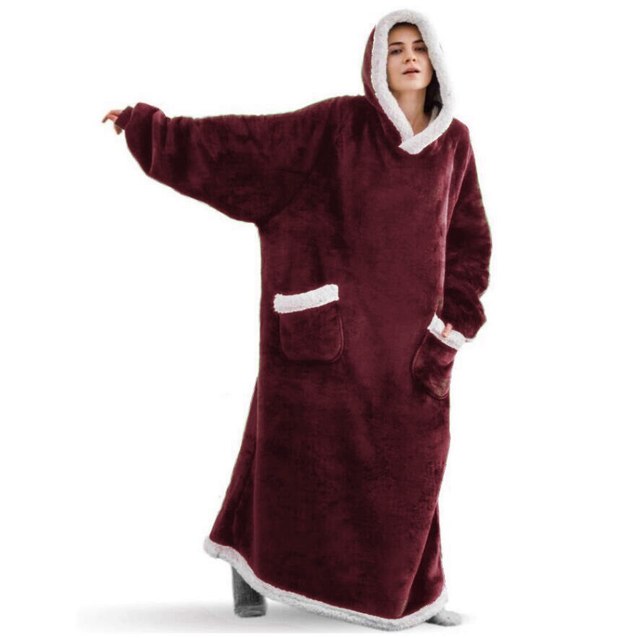 Unisex Long Blanket Fleece Hoodie | Tachellar