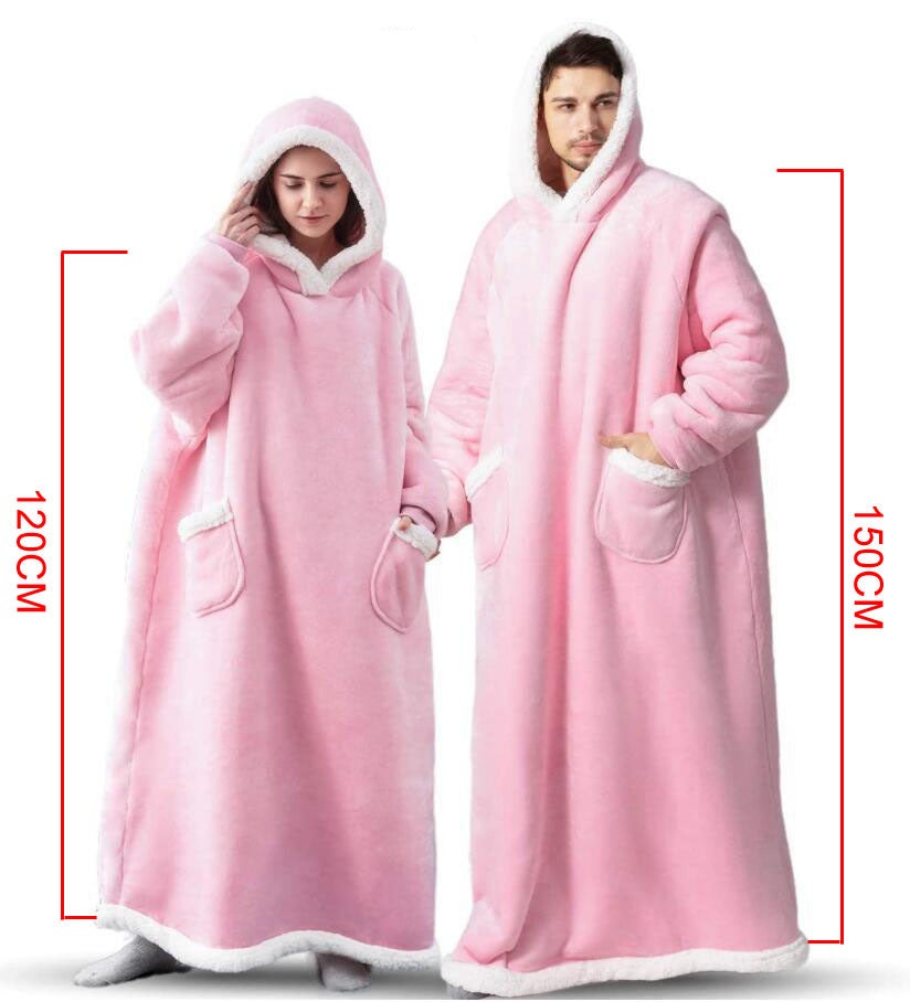 Unisex Long Blanket Fleece Hoodie | Tachellar