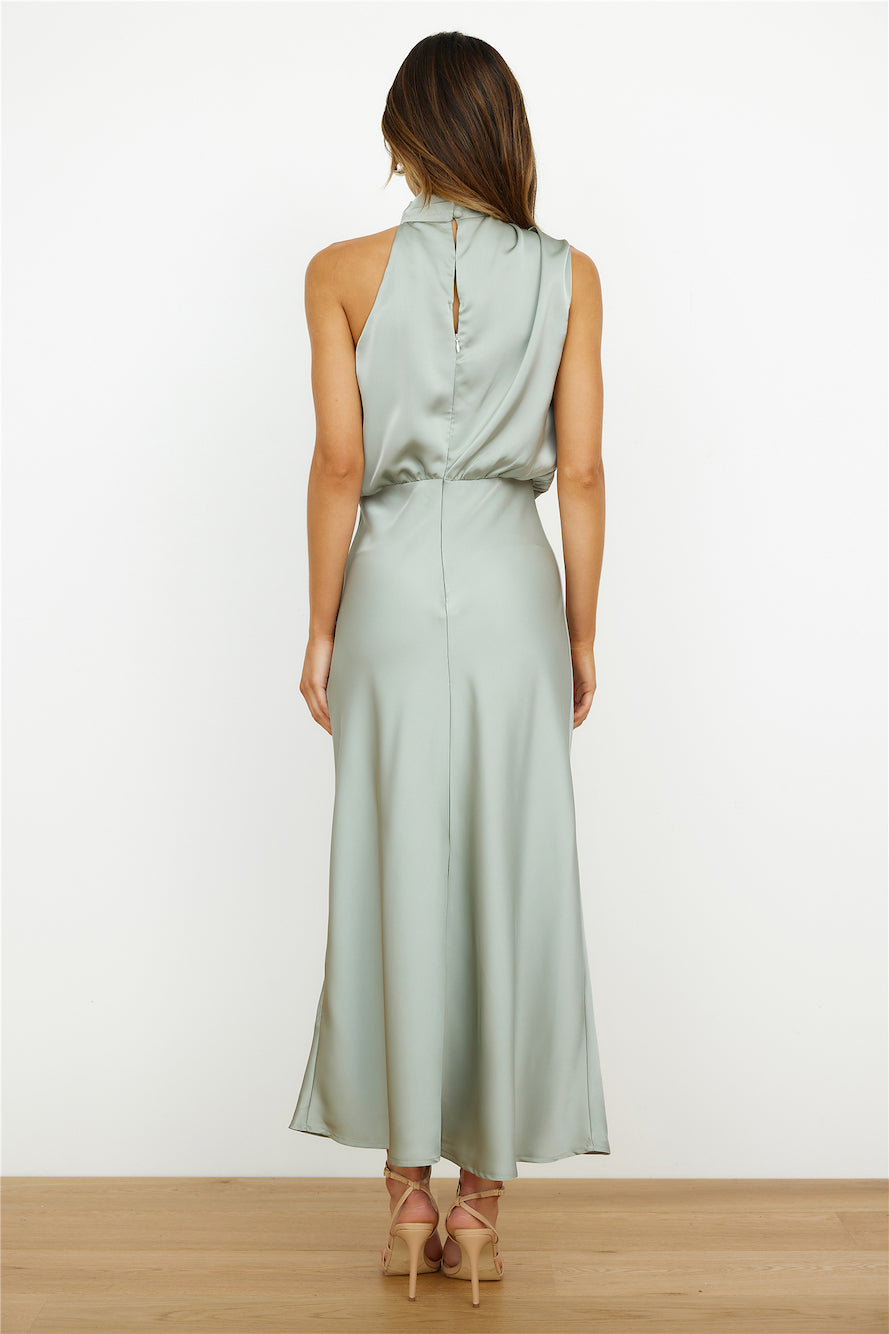 Asymmetric Halter Neck Satin Midi Dress | Joyren