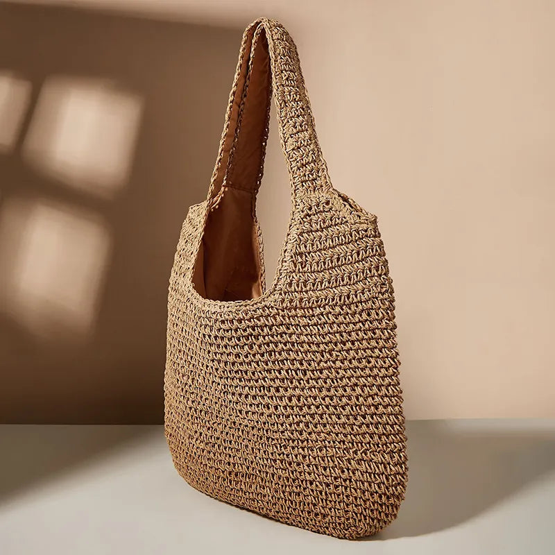 Woven Straw Fabric Shoulder Bag for Women | Maisie