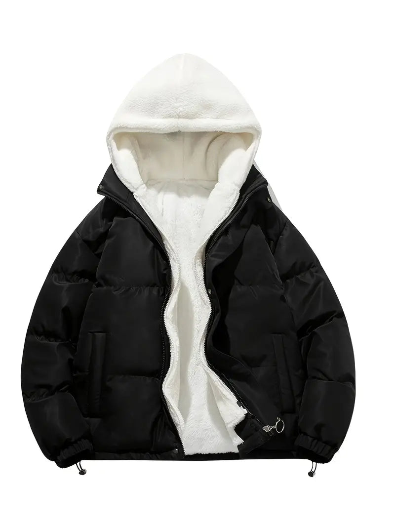 Fleece Lined Puffer Hoodie Jacket | Avornio