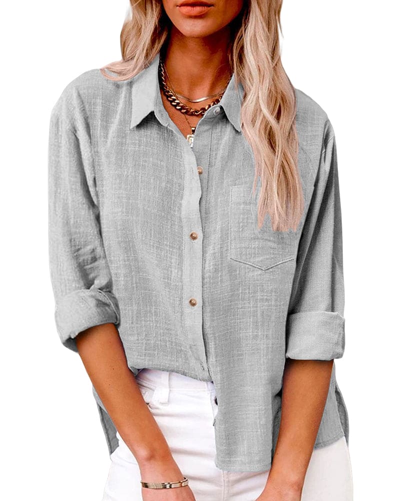 Long Sleeve Linen Button Down Shirt for Women | Magarie