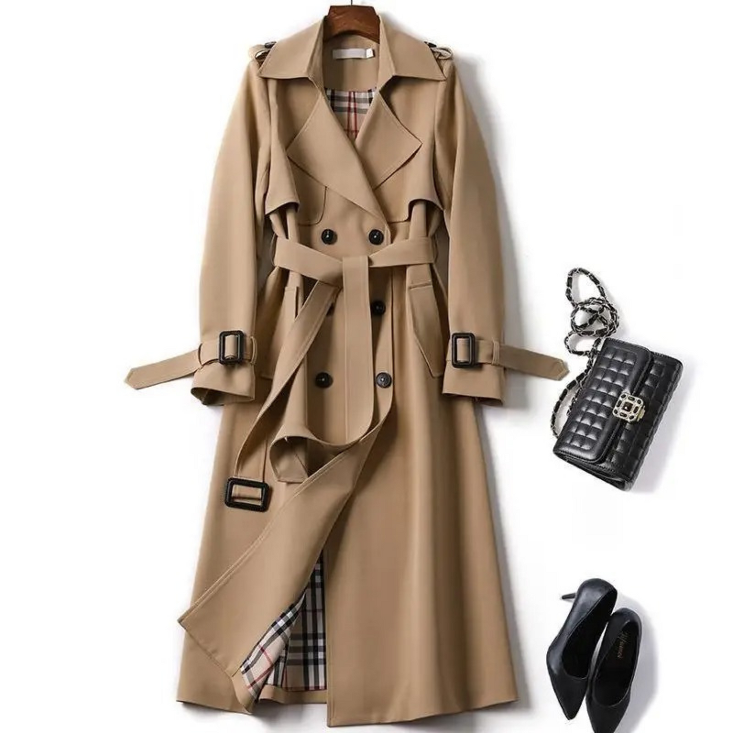 Double Breasted Trench Coat with Belt for Women | Glacey