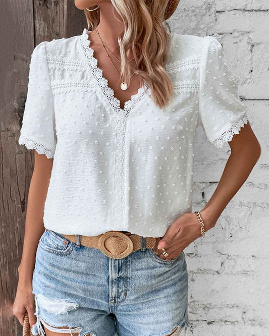 V-Neck Lace Blouse for Women | Naomi