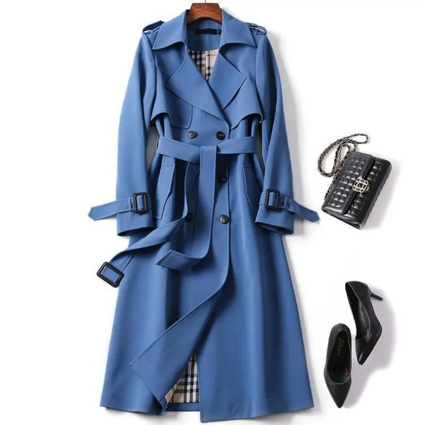 Double Breasted Trench Coat with Belt for Women | Glacey