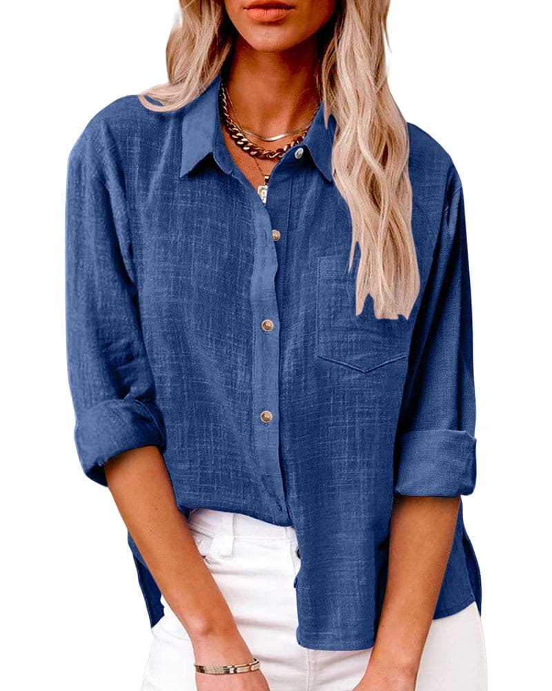 Long Sleeve Linen Button Down Shirt for Women | Magarie