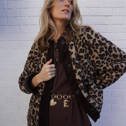 Women's Round Neck Leopard Print Jacket | Lyra