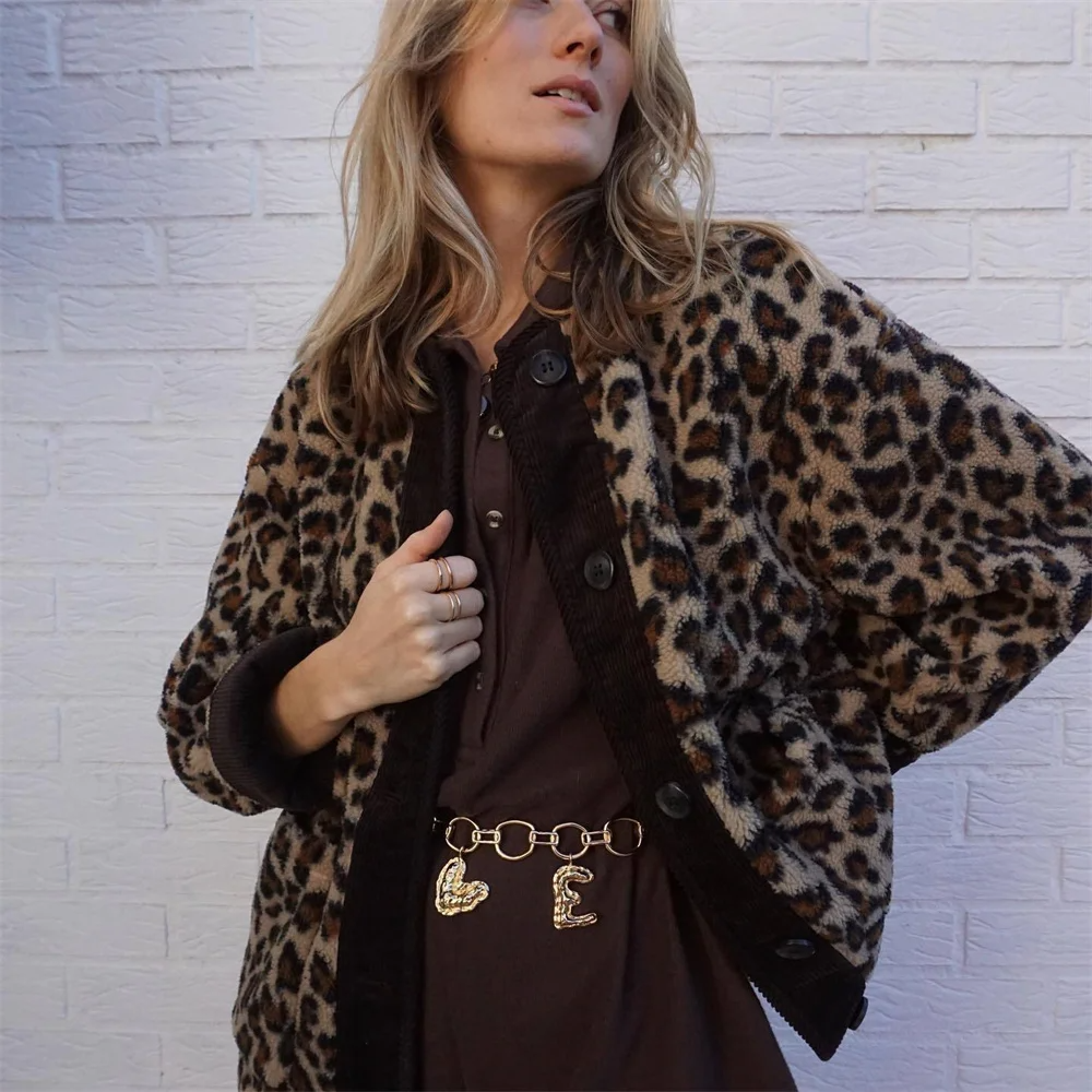 Leopard Print Button Jacket for Women | Karsyna