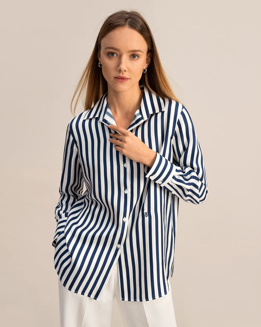 Stripe Long Sleeve Button Blouse for Women | Chiana