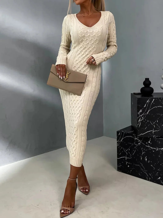 Elegant sweater dress with lace back - Aisa