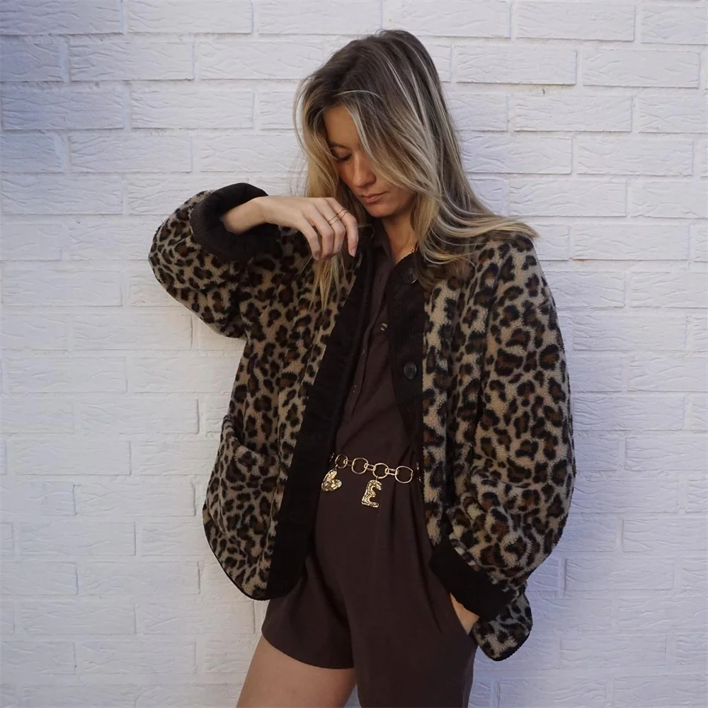 Leopard Print Button Jacket for Women | Karsyna