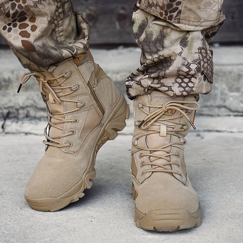 Long Army Boots with Side Zip for Men | Onerzo