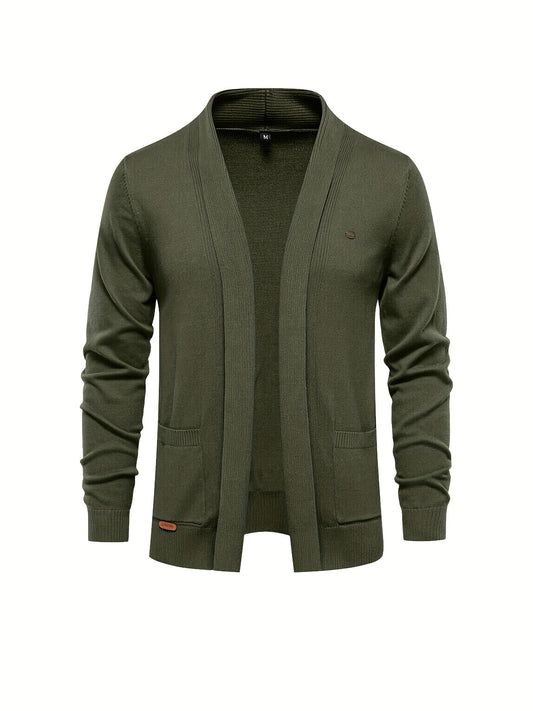 V-neck Open Front Cardigan for Men | Riono