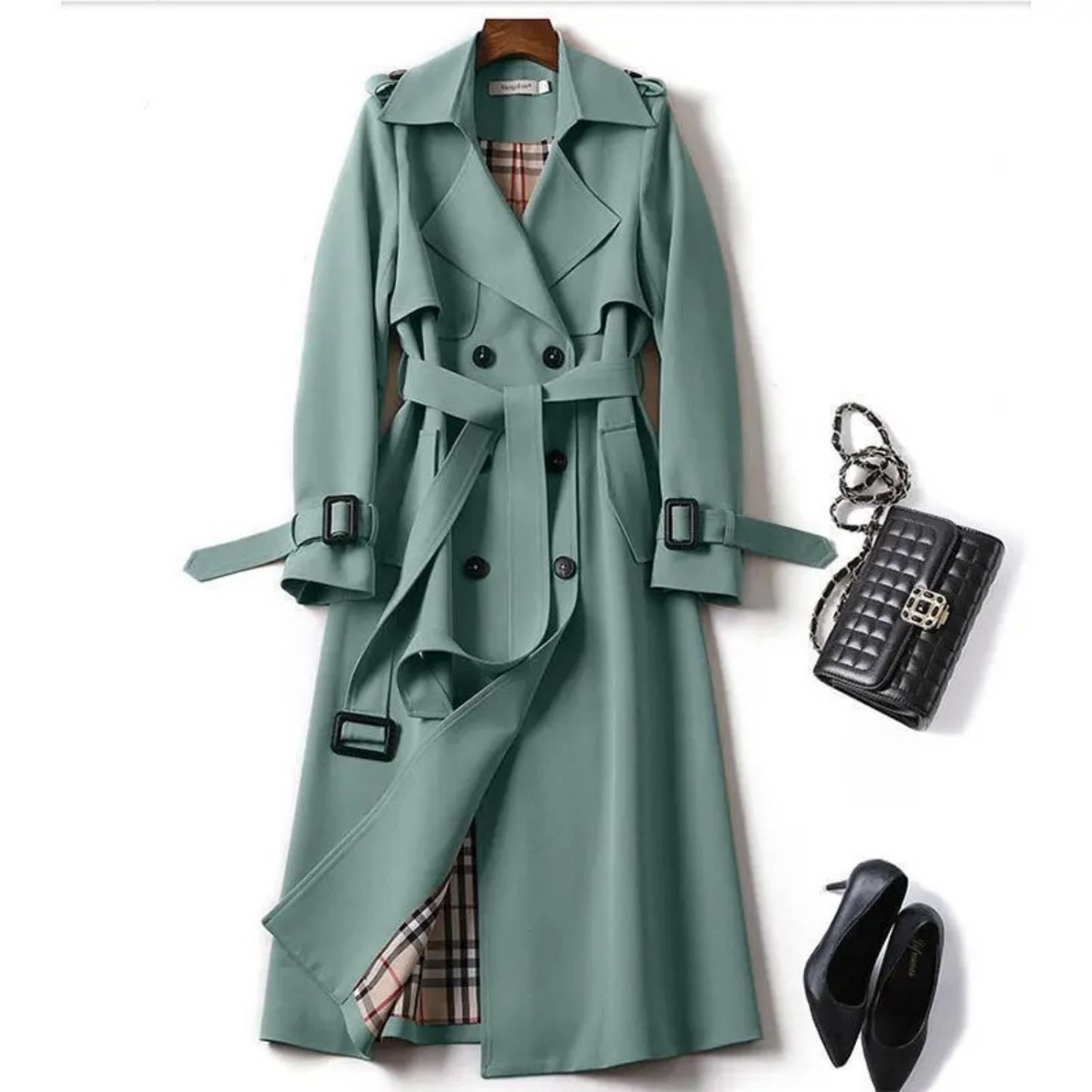 Double Breasted Trench Coat with Belt for Women | Glacey