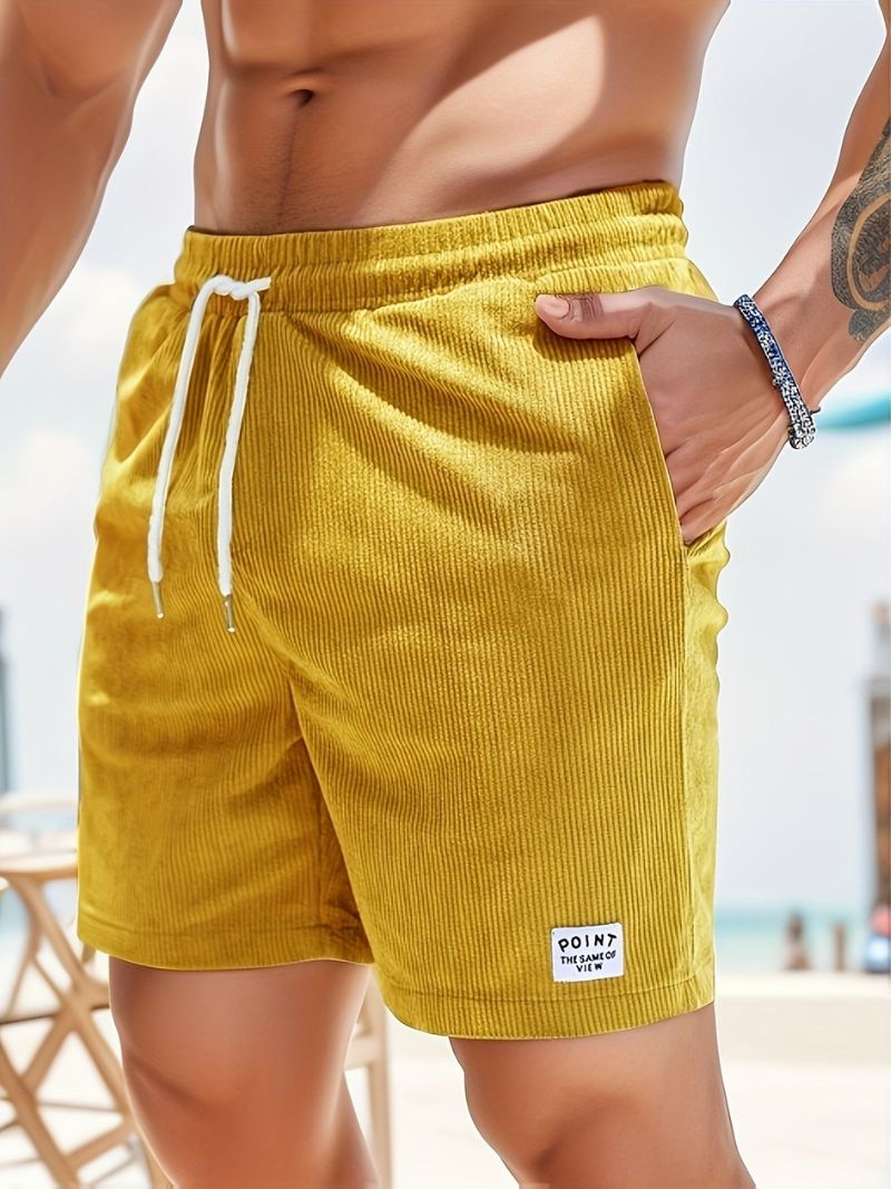 Elastic Waist Corduroy Shorts for Men | Jaylino