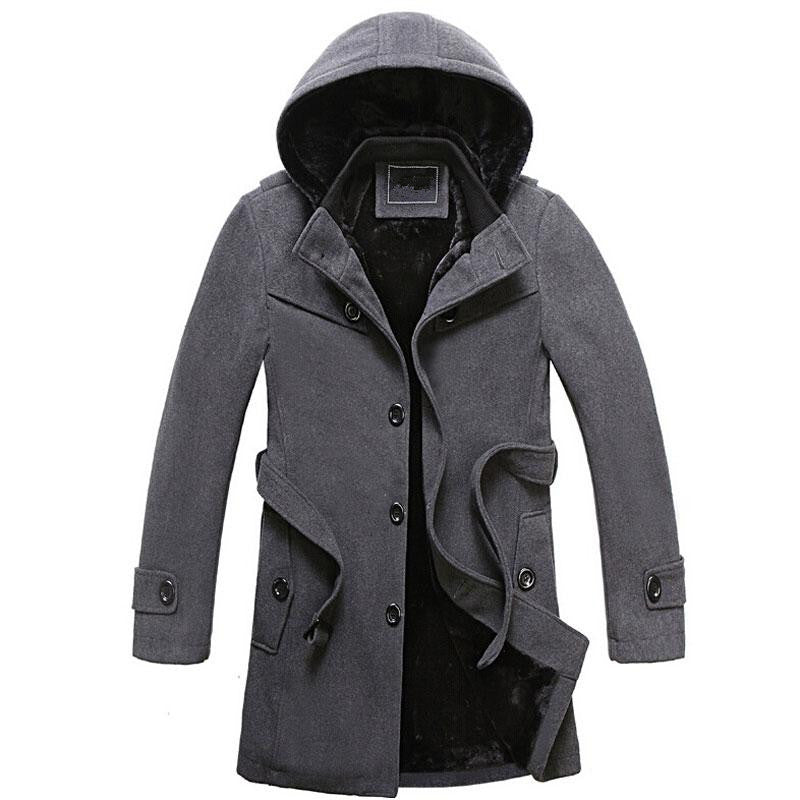 Men's Hooded Winter Coat with Fleece Lining and Belt | Elliot