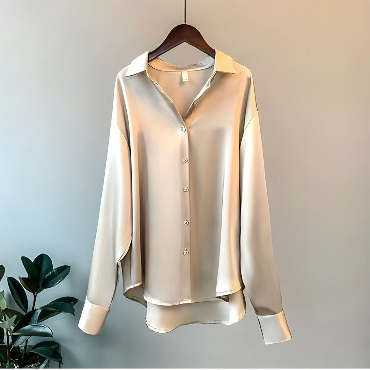 Long Sleeve Satin Button Shirt for Women | Wynter