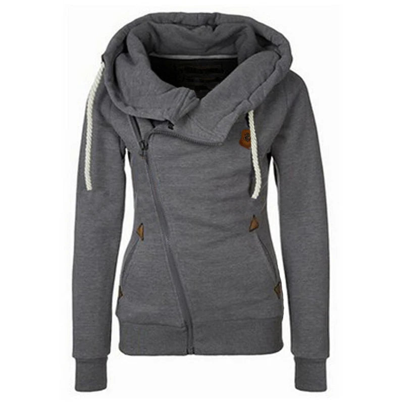 Assymetrical Zip Up Sweater With Hood | Kaelyn