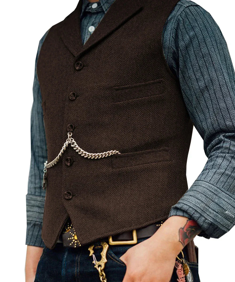 Traditional Slim-Fit Tweed Vest for Men | Kaciano