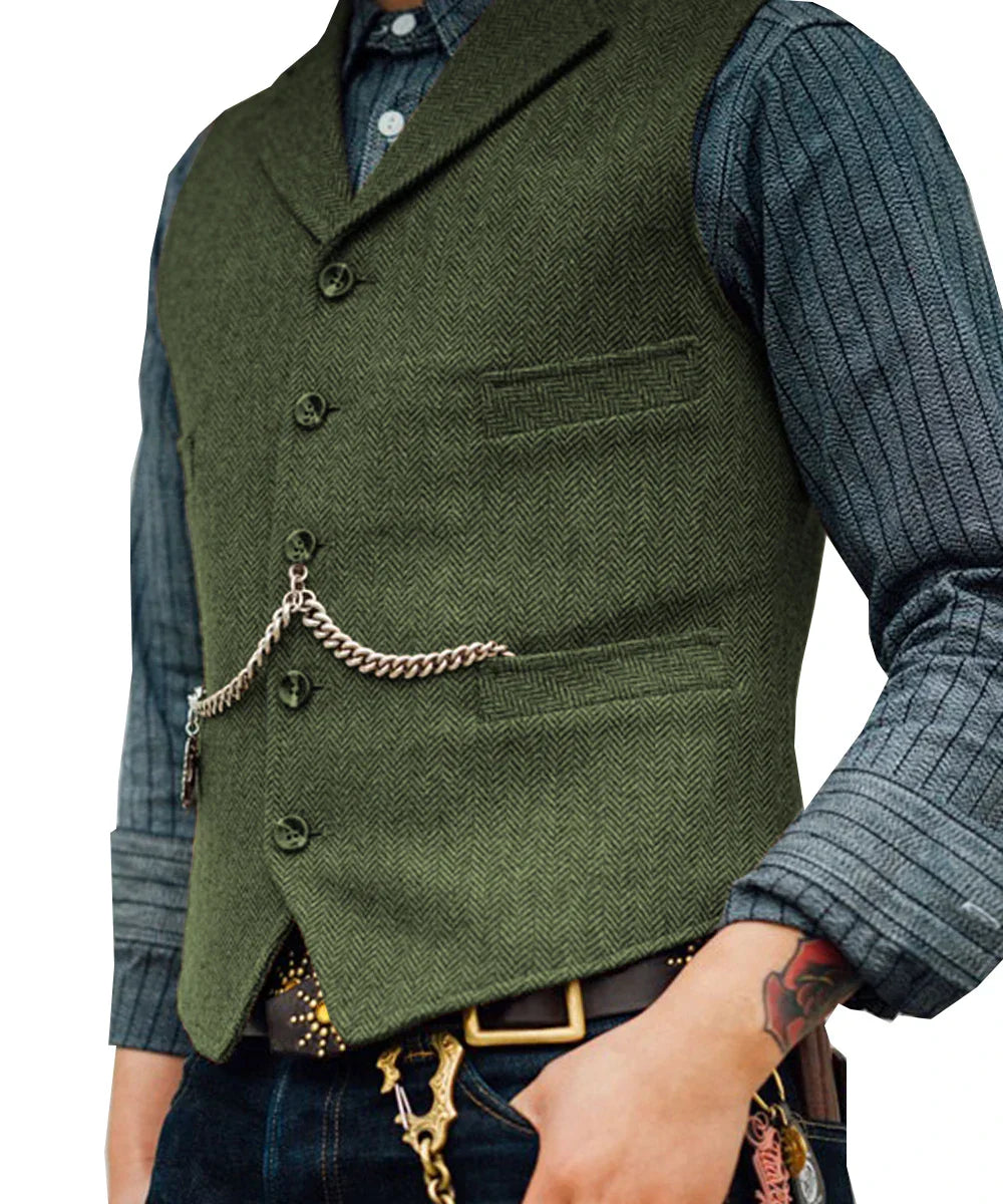 Traditional Slim-Fit Tweed Vest for Men | Kaciano