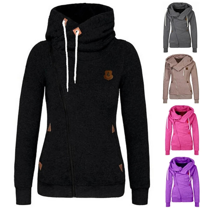 Assymetrical Zip Up Sweater With Hood | Kaelyn