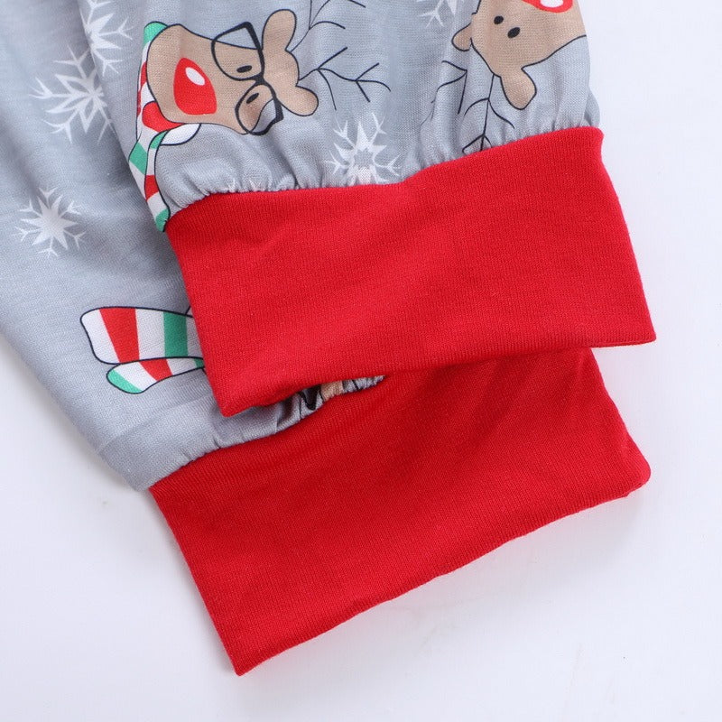 One-piece elk ear hooded jumpsuit and matching Christmas pajama set for the whole family - Elkax