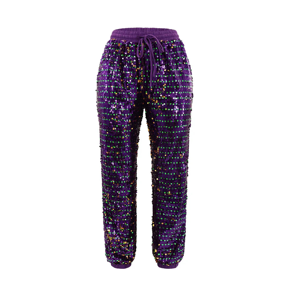 Sequin High Waist Joggers | Stylish party and club trousers for women | Jade