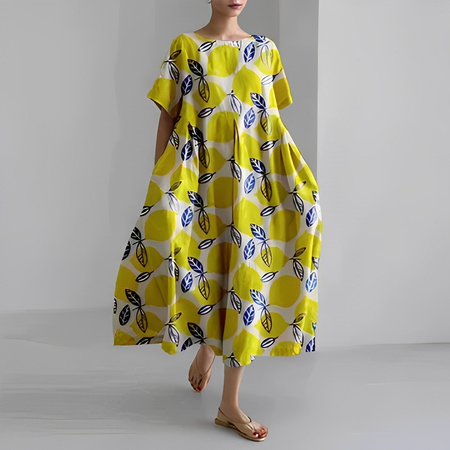 Oversized Maxi Dress with Vibrant Summer Print | Amilah