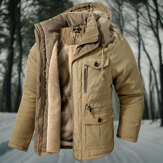 Winter Jacket with Fleece Lining and Hood for Men | Averono