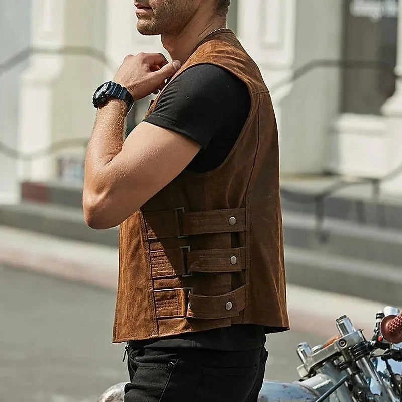 Robust Leather Vest with Multi Pockets | O’Connell