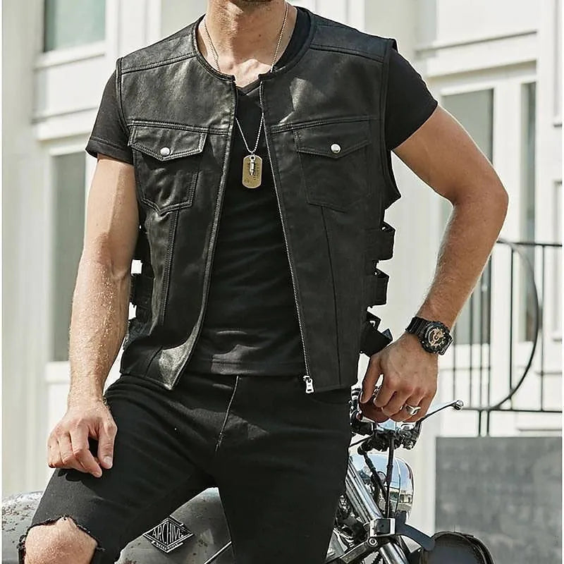 Robust Leather Vest with Multi Pockets | O’Connell