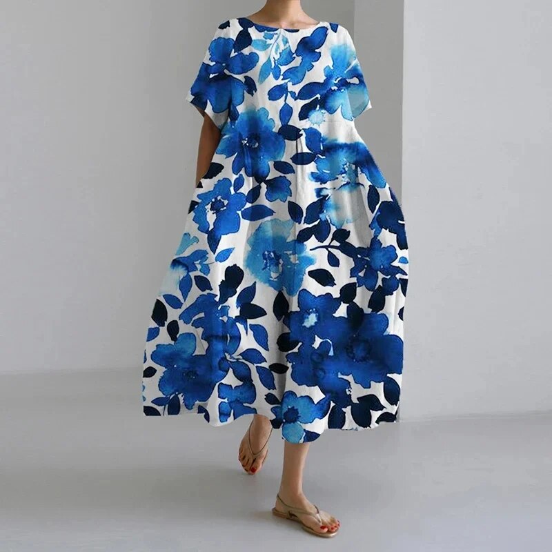 Oversized Maxi Dress with Vibrant Summer Print | Amilah