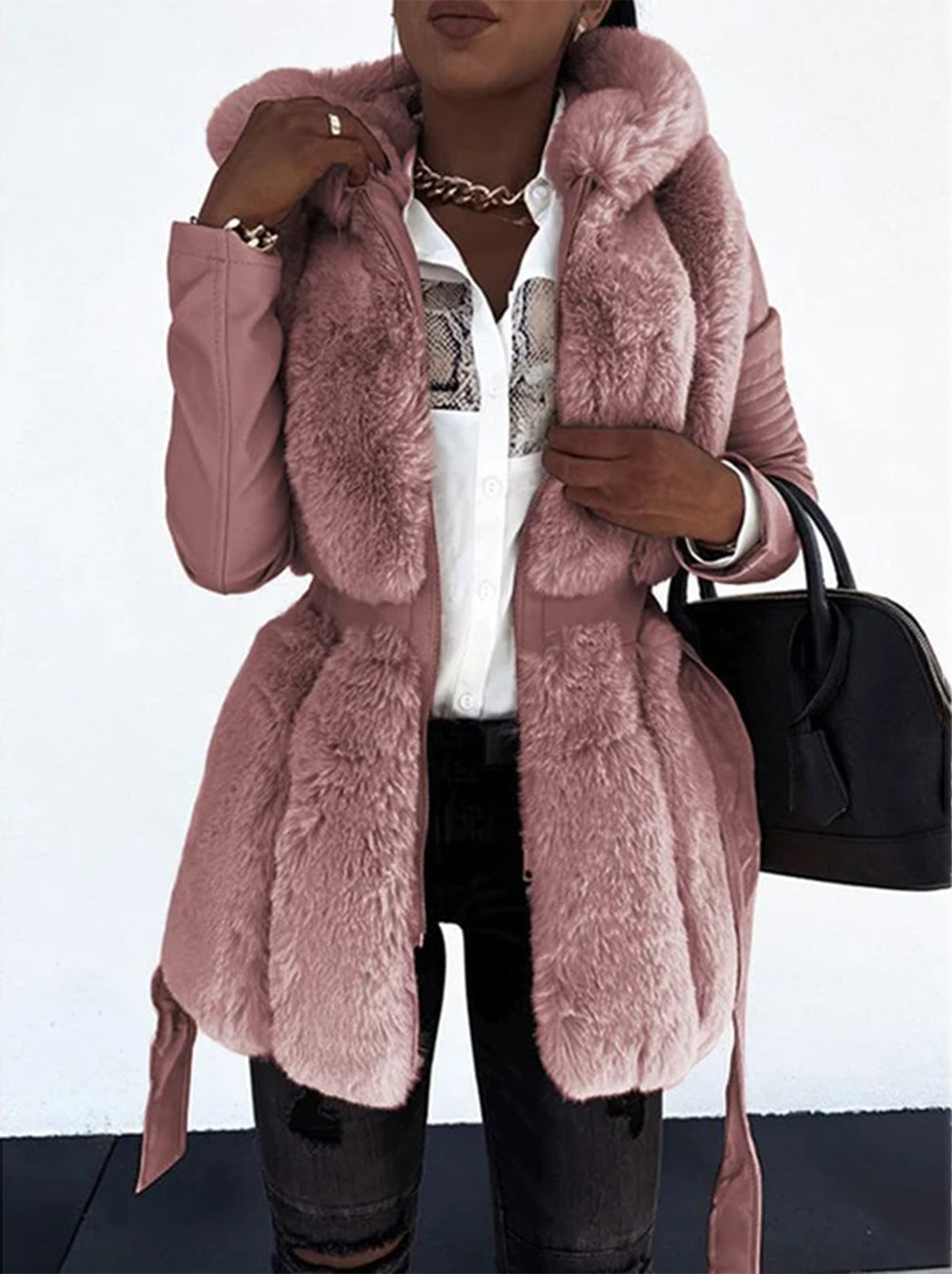 Luxe Fur And Leather Winter Coat for Women | Mabel