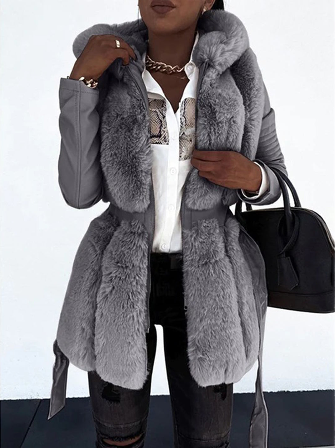 Luxe Fur And Leather Winter Coat for Women | Mabel