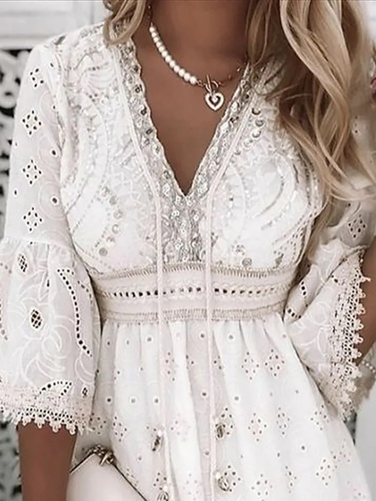 Boho Style Lace Mini Dress | Emmalynn