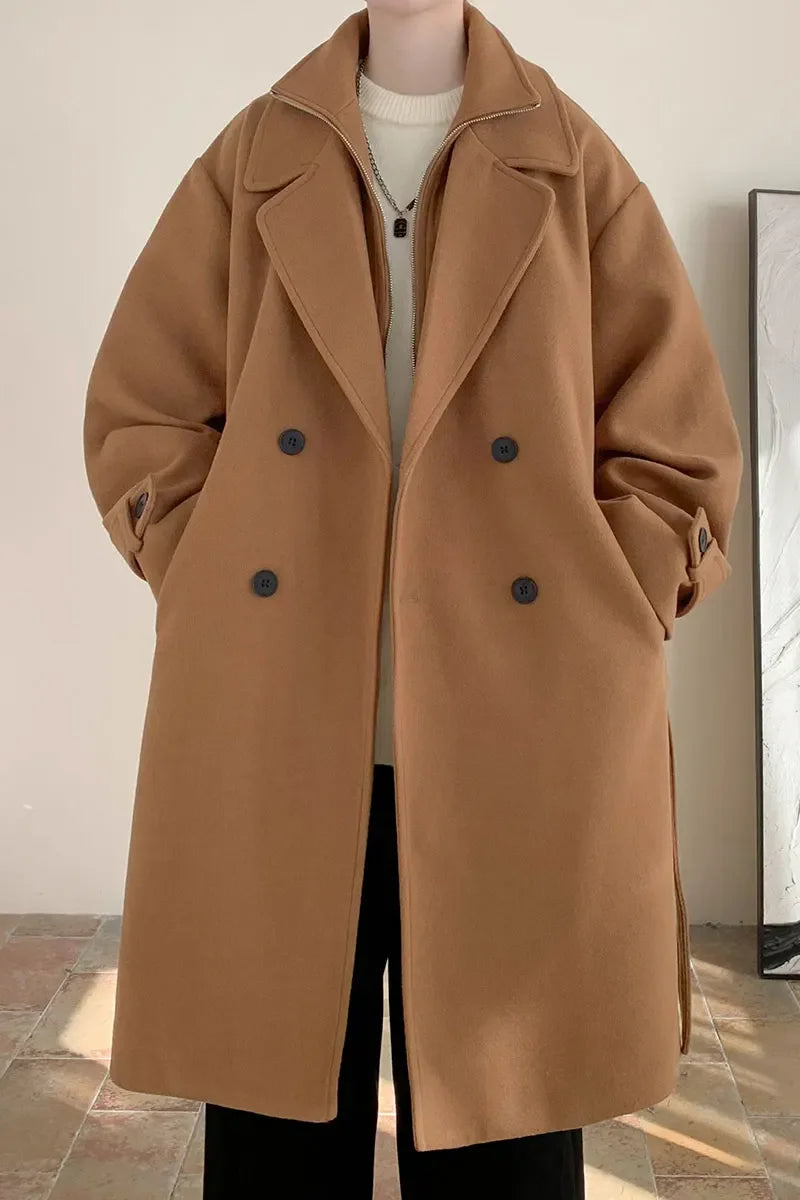 Elegant Men's Long Wool Coat for Winter | Daniel