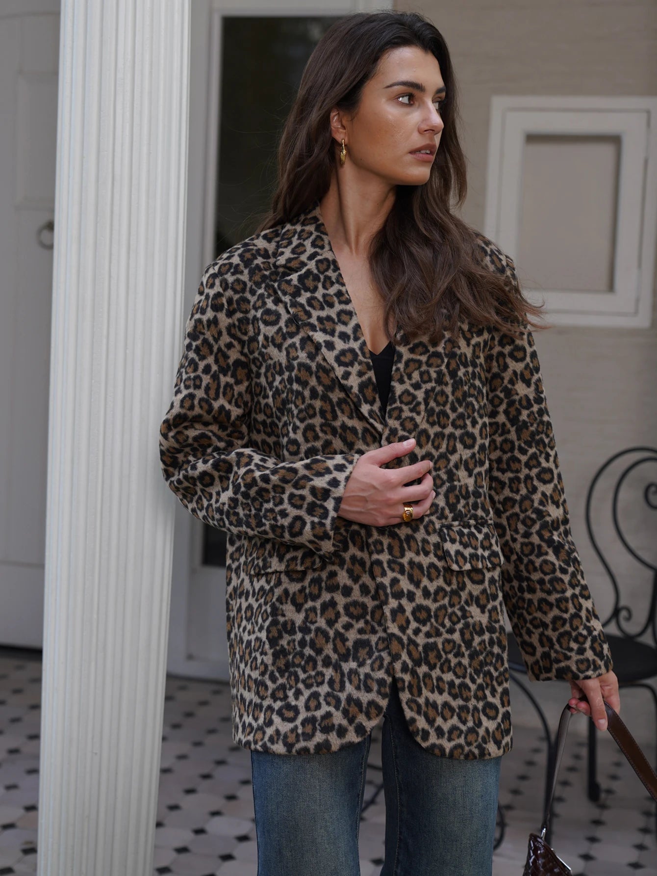 Winter Leopard Print Fur Blazer | Tatiana