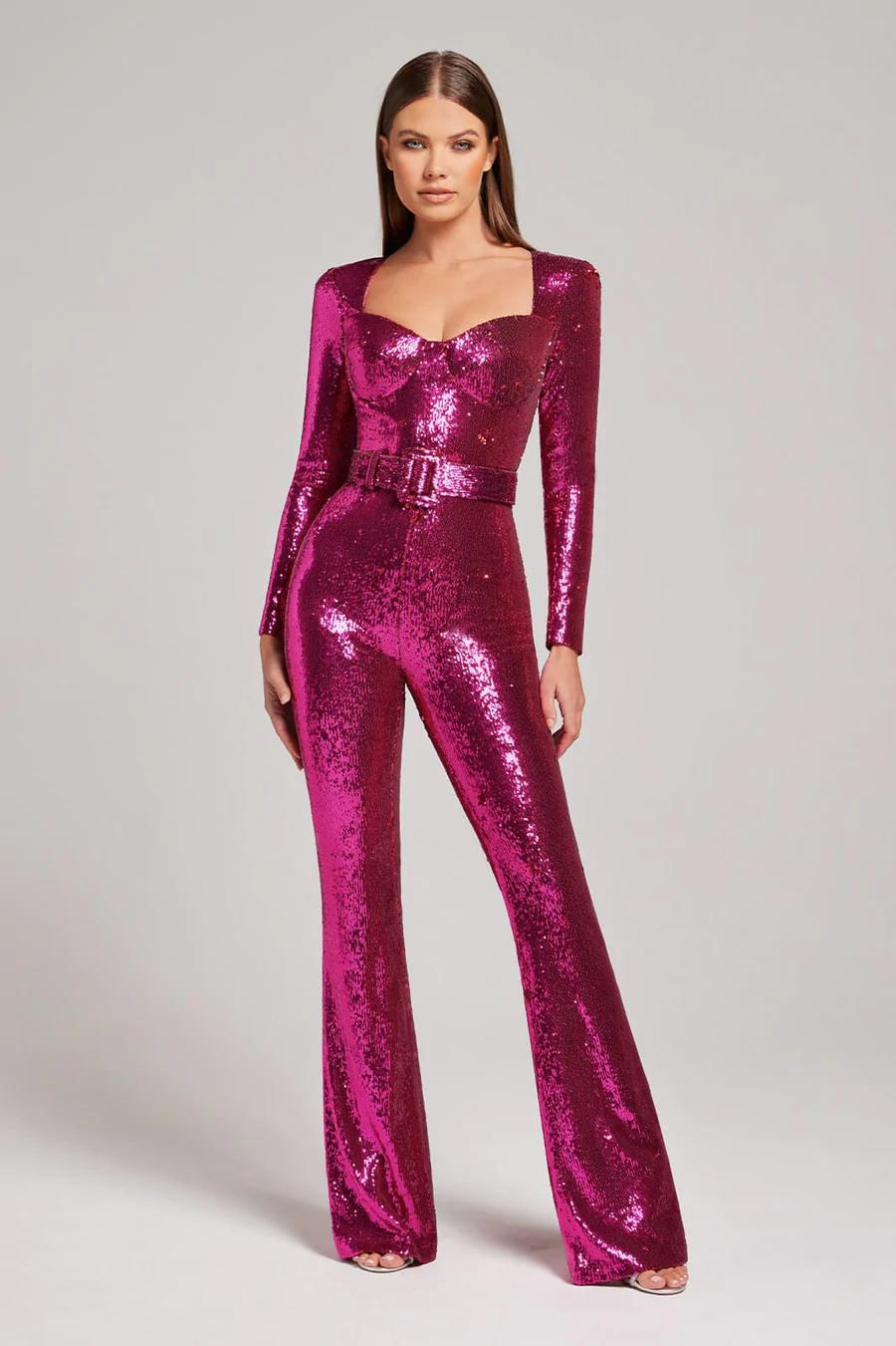 Sequin Long Sleeve Party Jumpsuit | Jimena