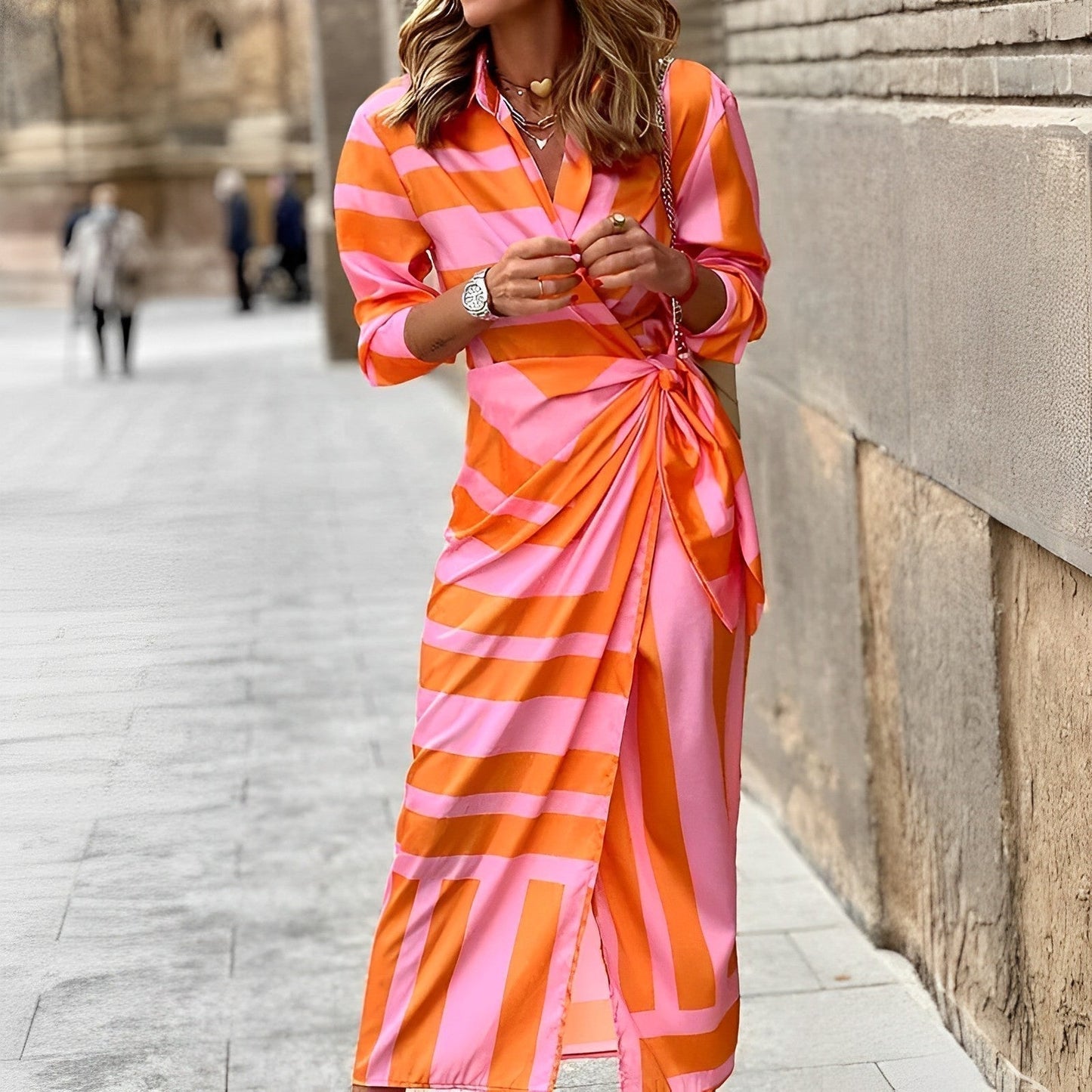 Vibrant Color Wrap Maxi Dress | Lilith