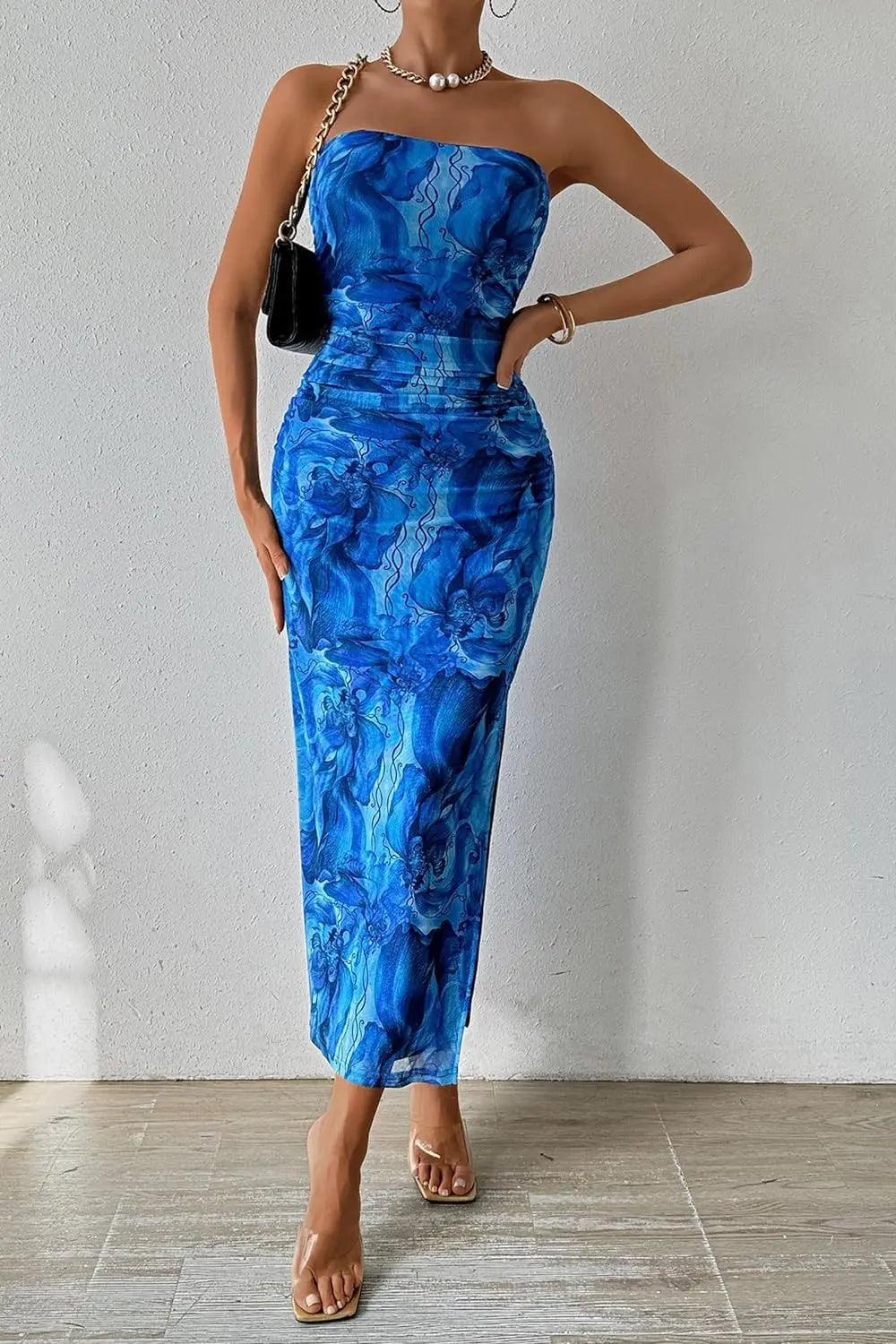 Sleeveless printed slit dress for women - Nena