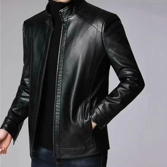 Men's Sleek Zip Up Leather Jacket | Cohen