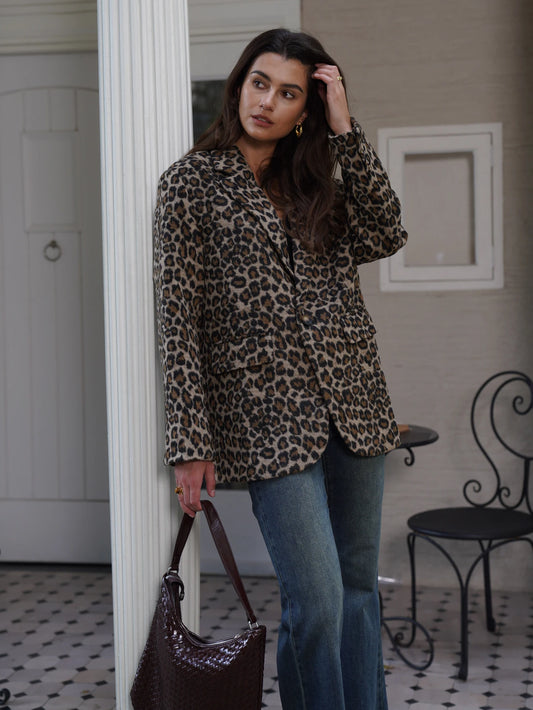 Winter Leopard Print Fur Blazer | Tatiana