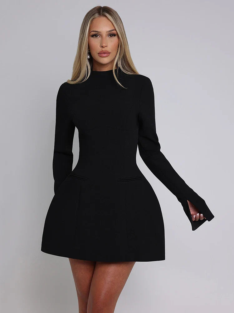 Long sleeve backless mini dress for women - Briana